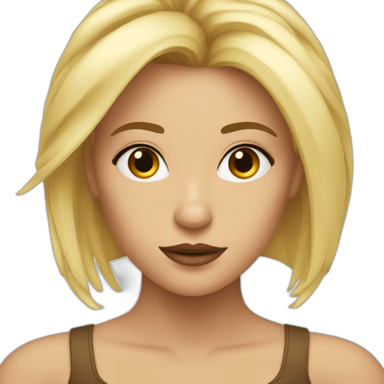 Femme blonde avec les yeux marrons emoji