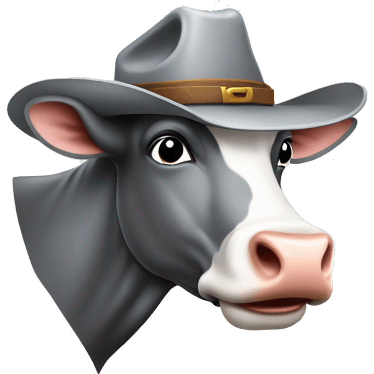 Grey Cow with a cowboy hat emoji