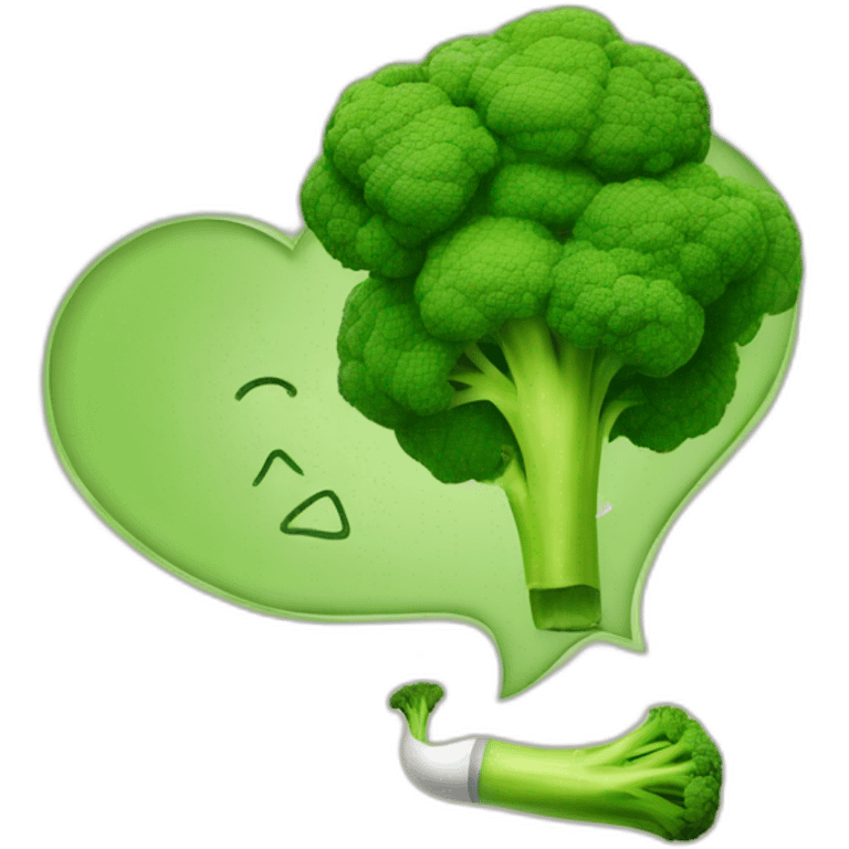 Person Smoking, broccoli in a love heart speech bubble, 420  emoji