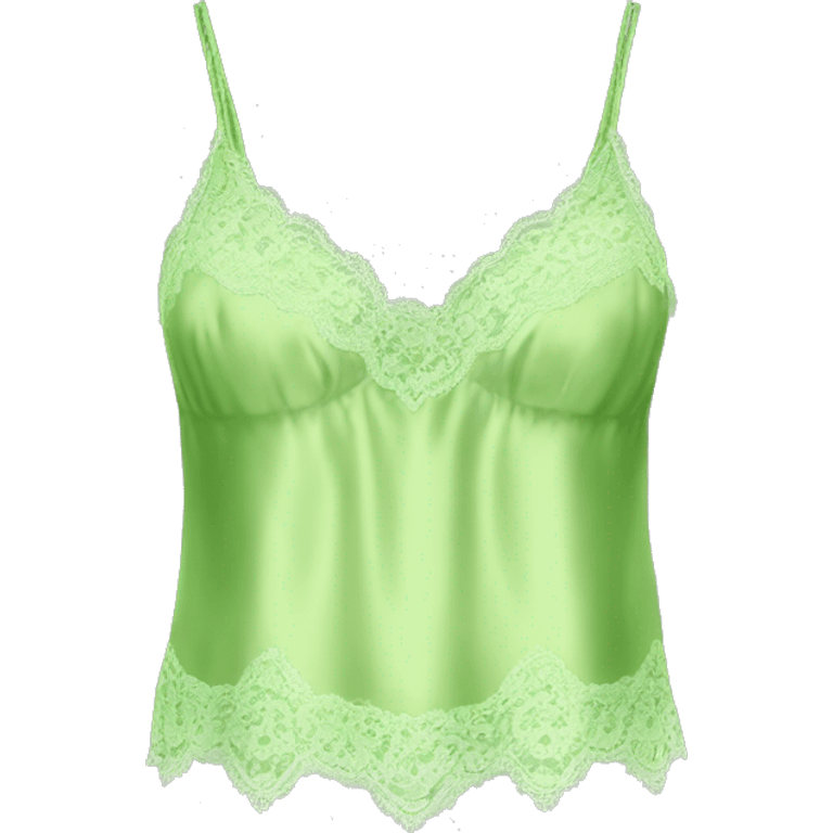 Realistic isolated lime green lace silk camisole. emoji