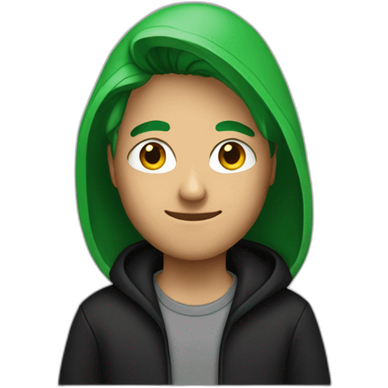 guy with green average hair in black hoodie emoji