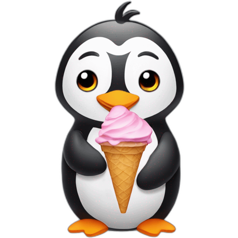 Pinguin with ice cream emoji