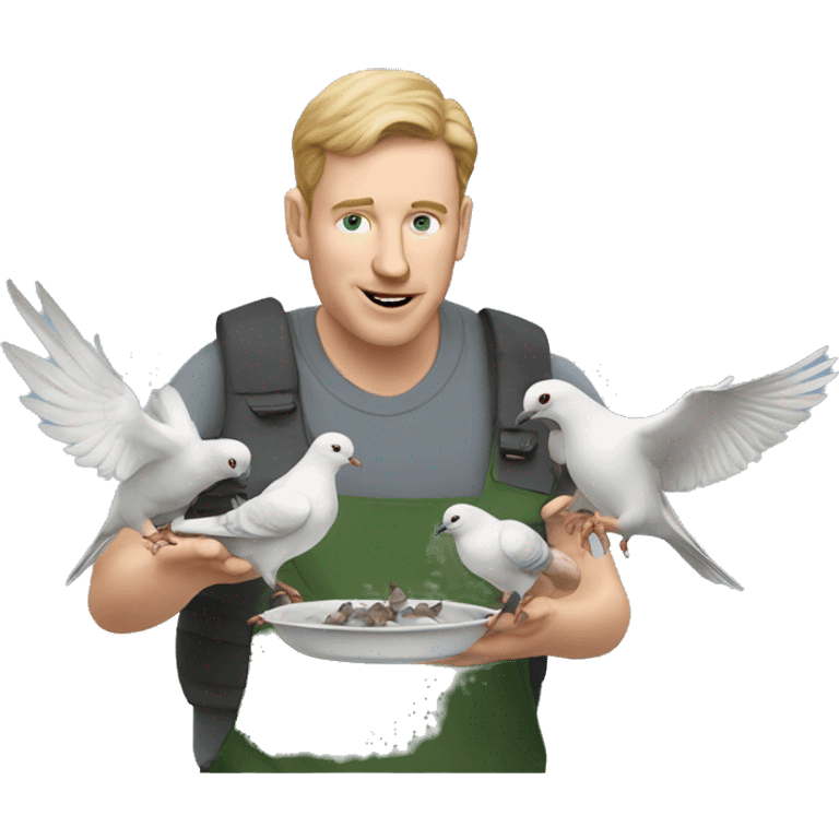 white man feeding pigeons emoji