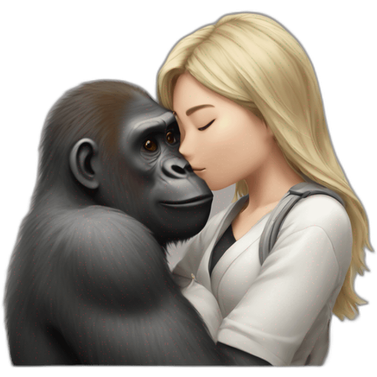 Harambe kissing a Japanese girl emoji