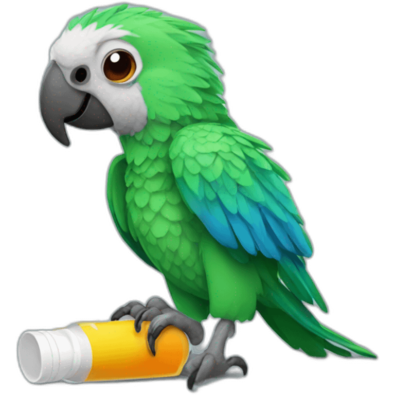 drug addicted parrot emoji