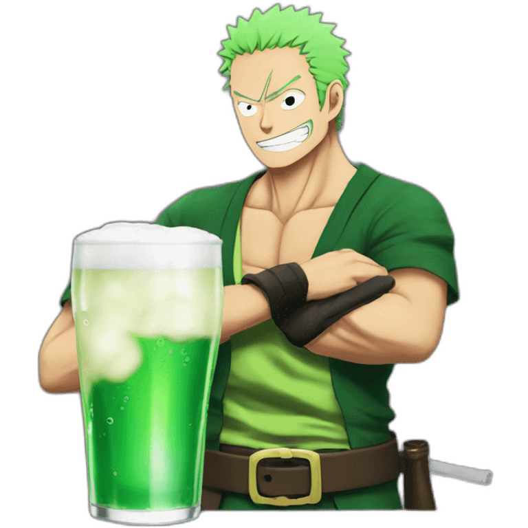 Zoro from One piece drinks a beer emoji