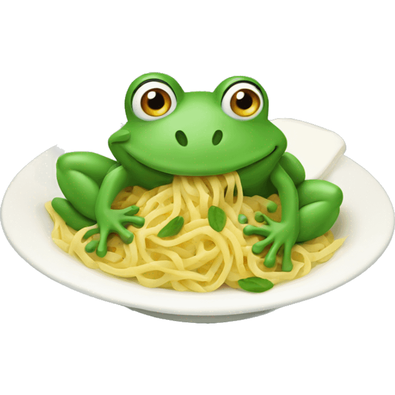 Frog eating pasta emoji