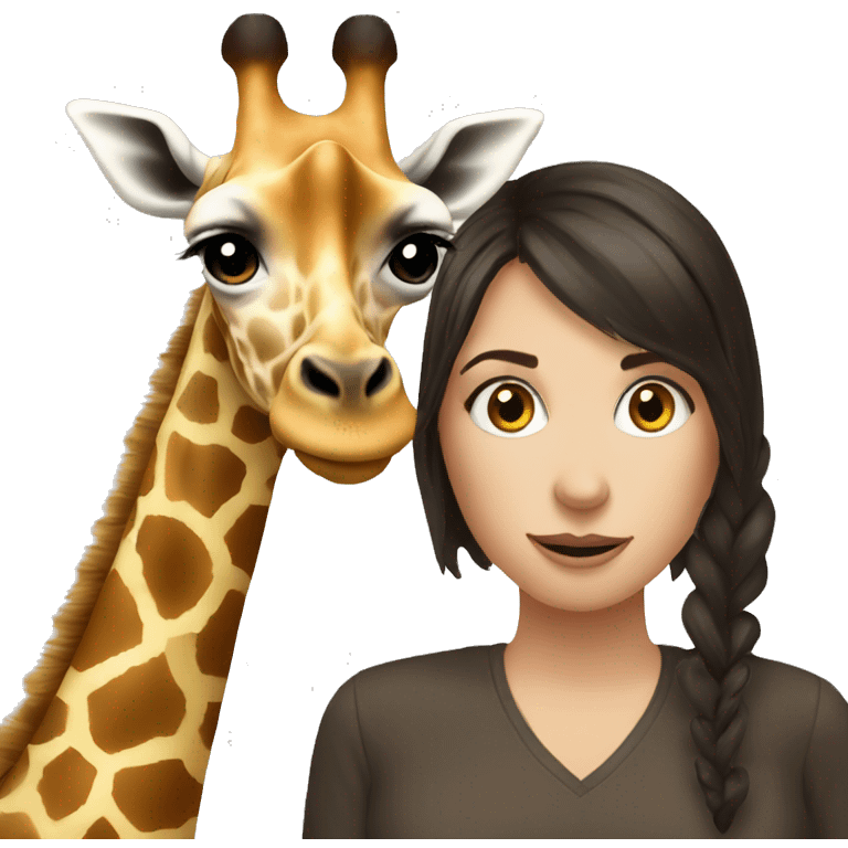 Giraffe and brunette girl  emoji