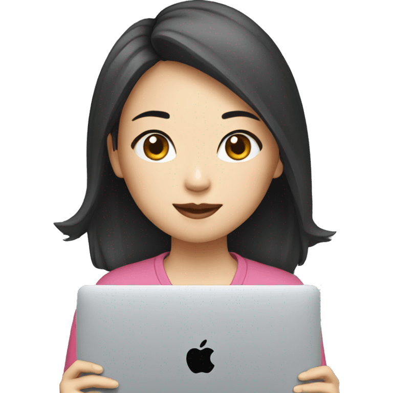 a chinese girl use macbook emoji