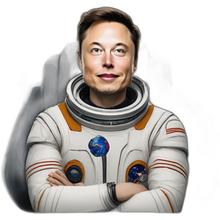 Elon Musk in the space in the moon caal a cat emoji