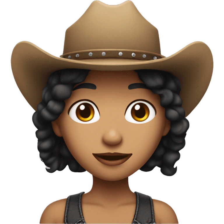 fair skin with black hair with cowgirl hat emoji