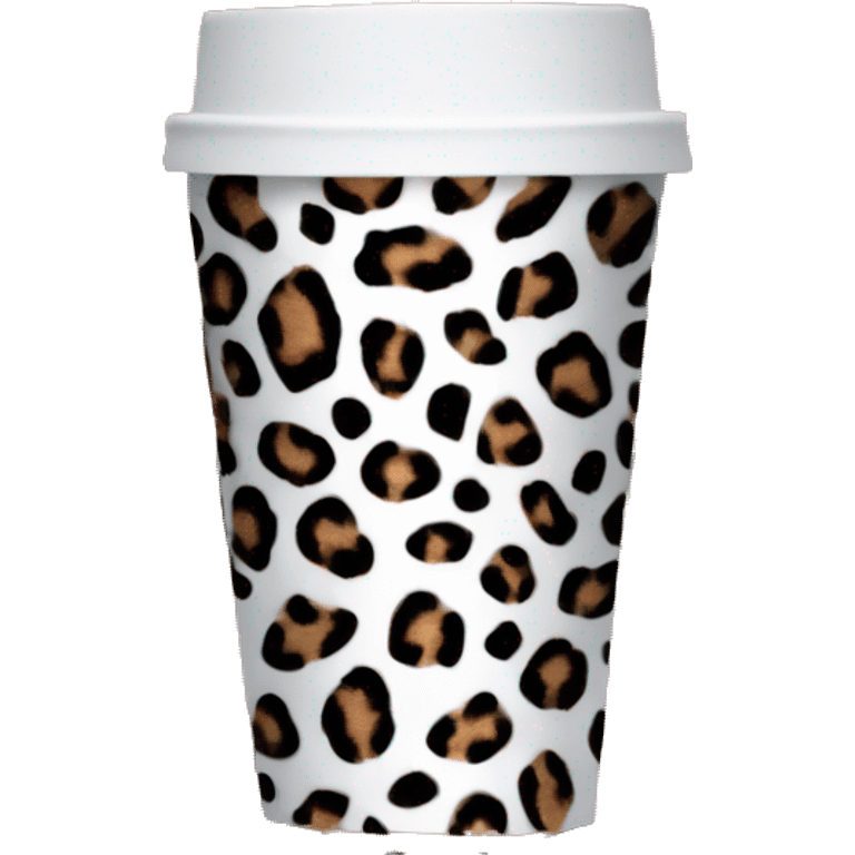 Single Realistic tall leopard print pattern design with rose gold on a take away coffee cup. emoji