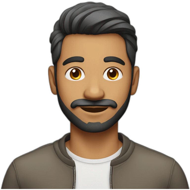 indian man with undercut hair style in casual dress with light facial hair emoji