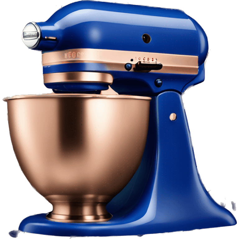 Realistic royal blue kitchenaid mixer decorated with rose gold leopard print pattern. emoji