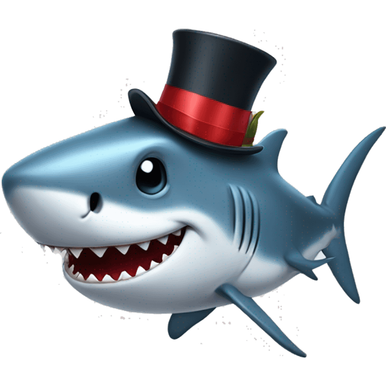 Shark with a top hat emoji