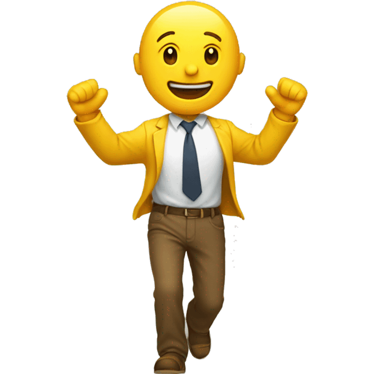 Yellow Man emoji walking forward with arms open wide for hug and a smile emoji