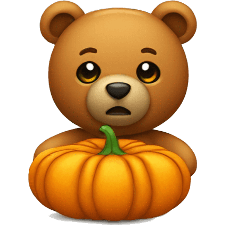 Teddy Bear with ceaved pumpkin head emoji