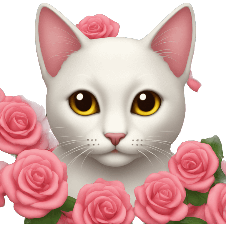 Gato con rosas en la boca emoji