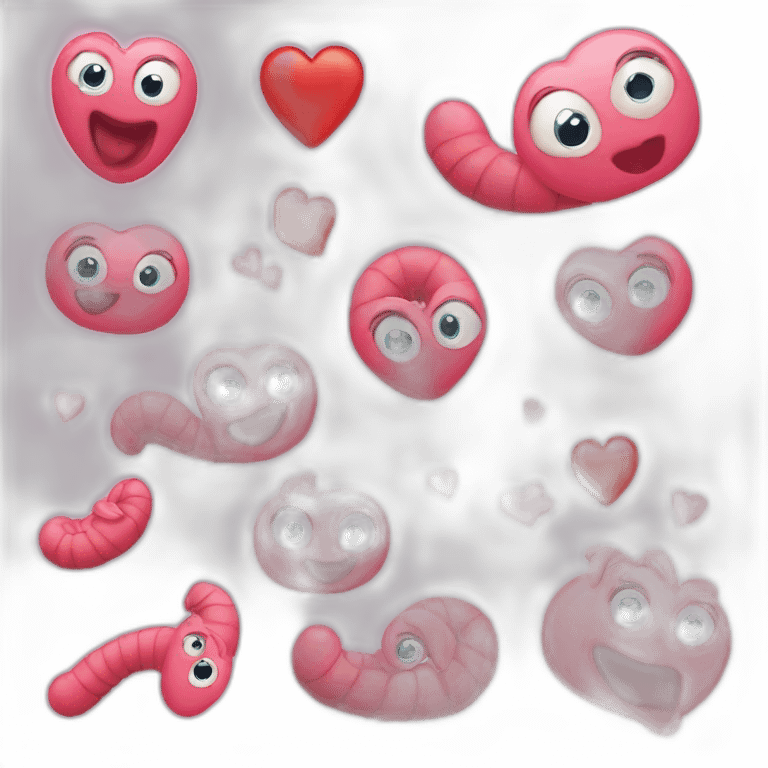 A worm with some hearts emojis emoji