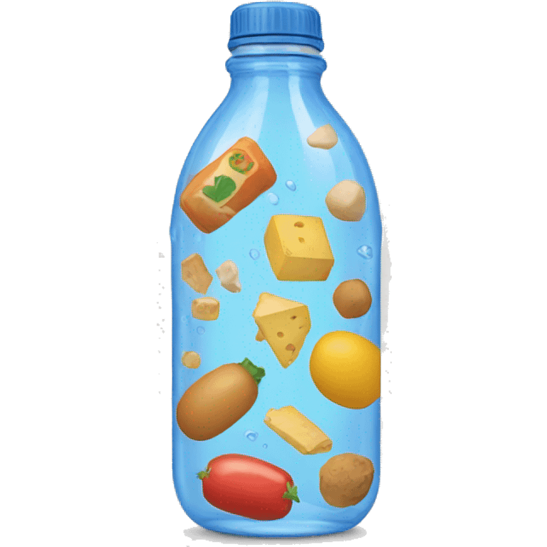 water bottle filled with food products emoji