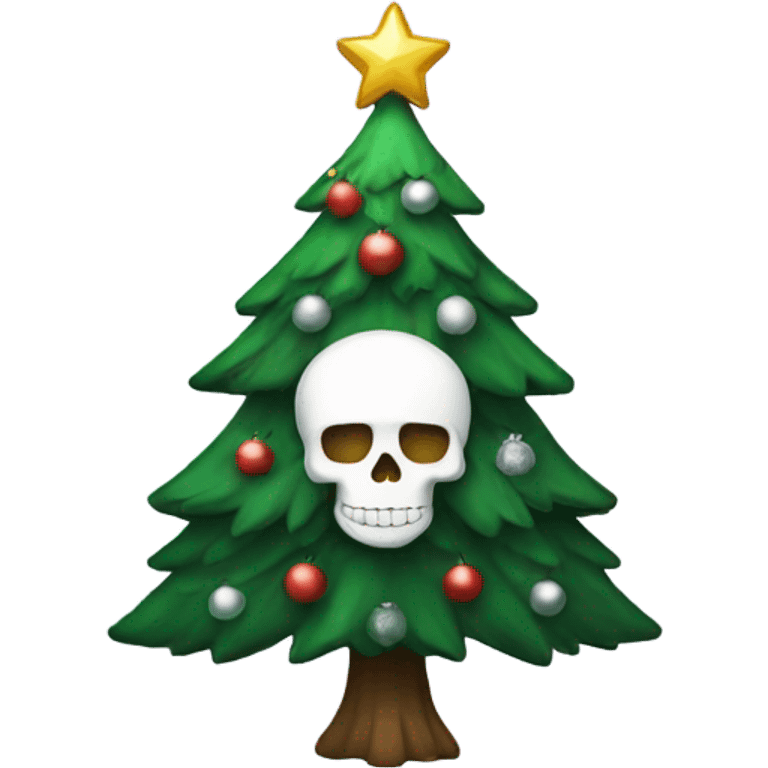 Christmas tree with white skull ornaments emoji