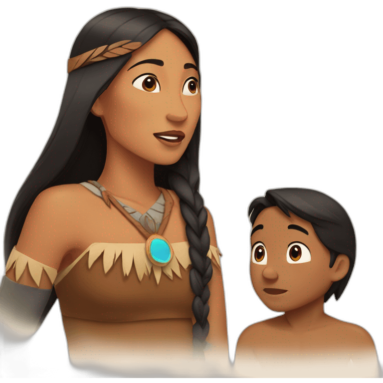 Pocahontas with little boy emoji