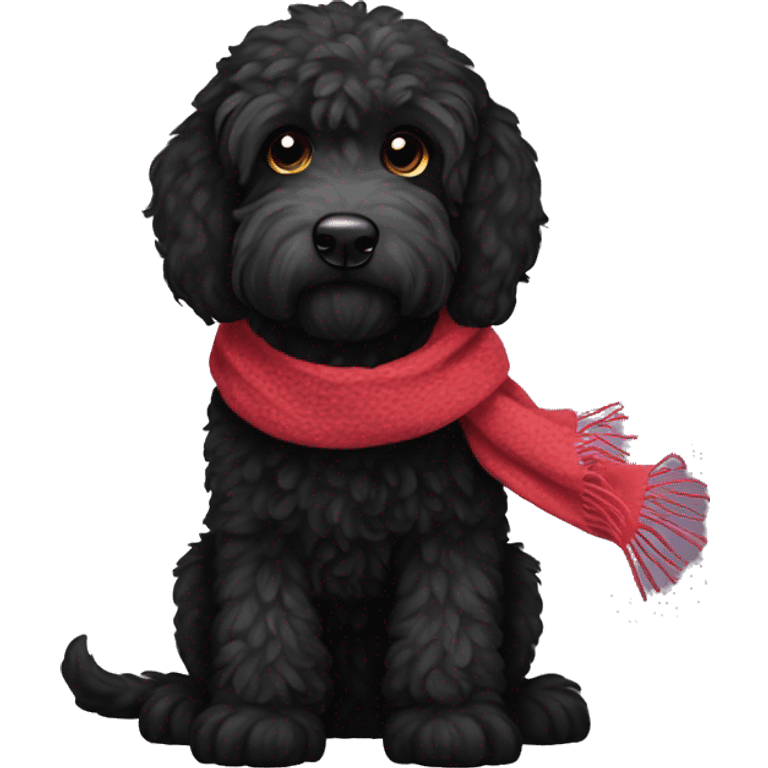 Black labradoodle with scarf black  emoji