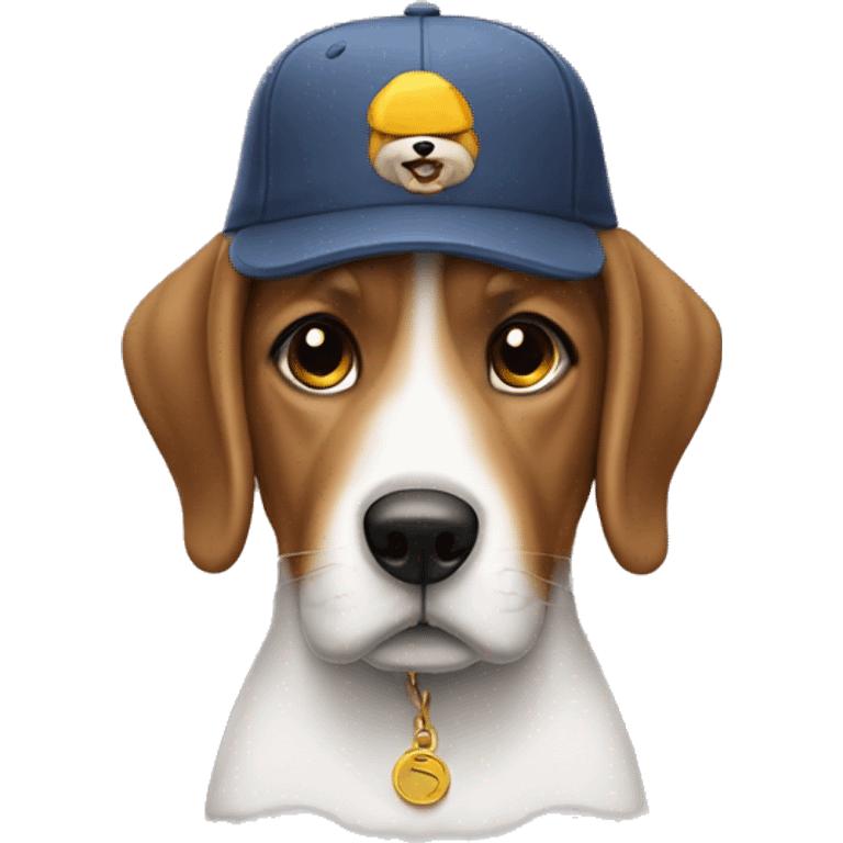 Perro con gorra con la cara de franco emoji