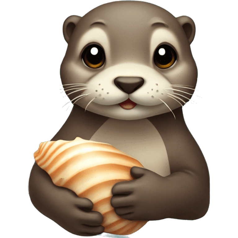 Otter holding a seashell  emoji