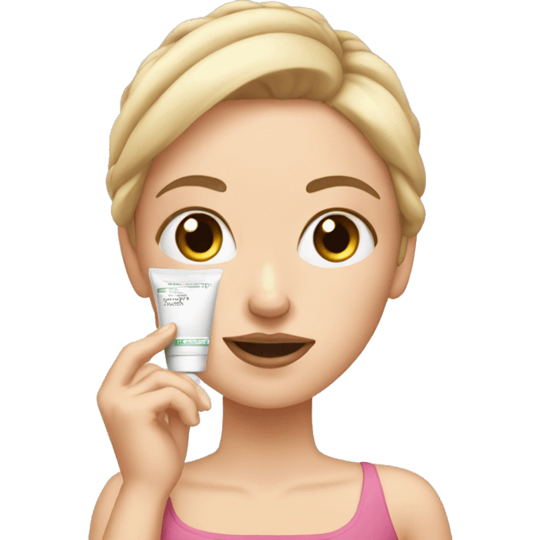 white girl applying cream on face emoji