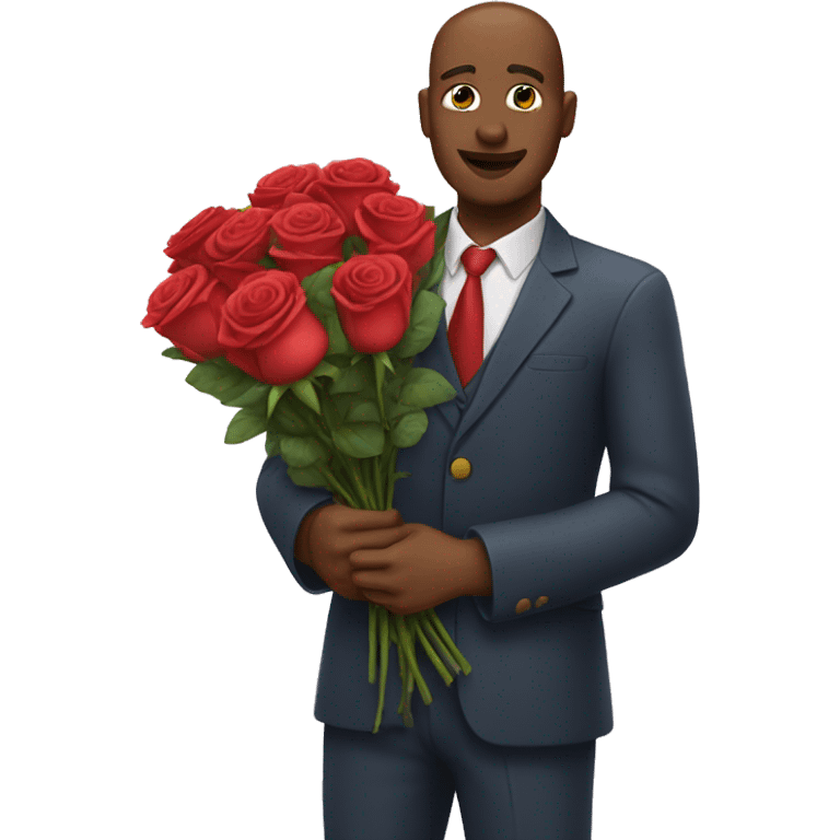 a man with a  bunch of roses emoji