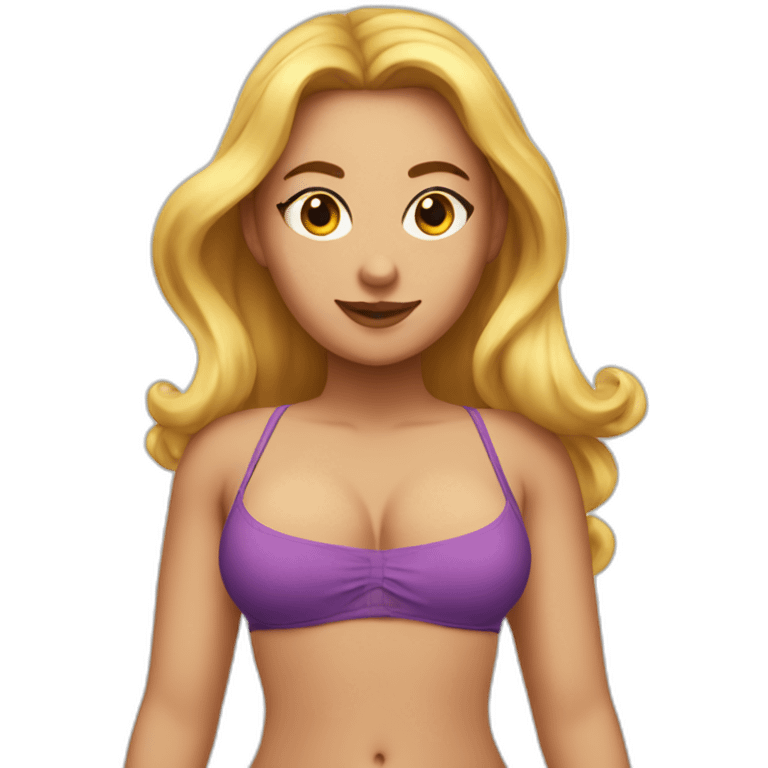 Slim-Thicc caucasian woman swimsuit posing emoji