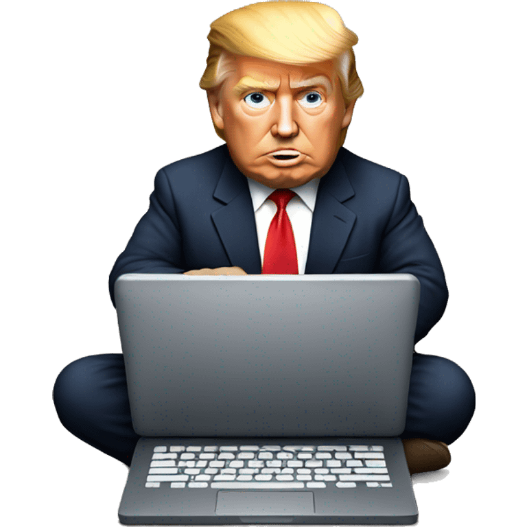 donald trump sitting with a laptop emoji