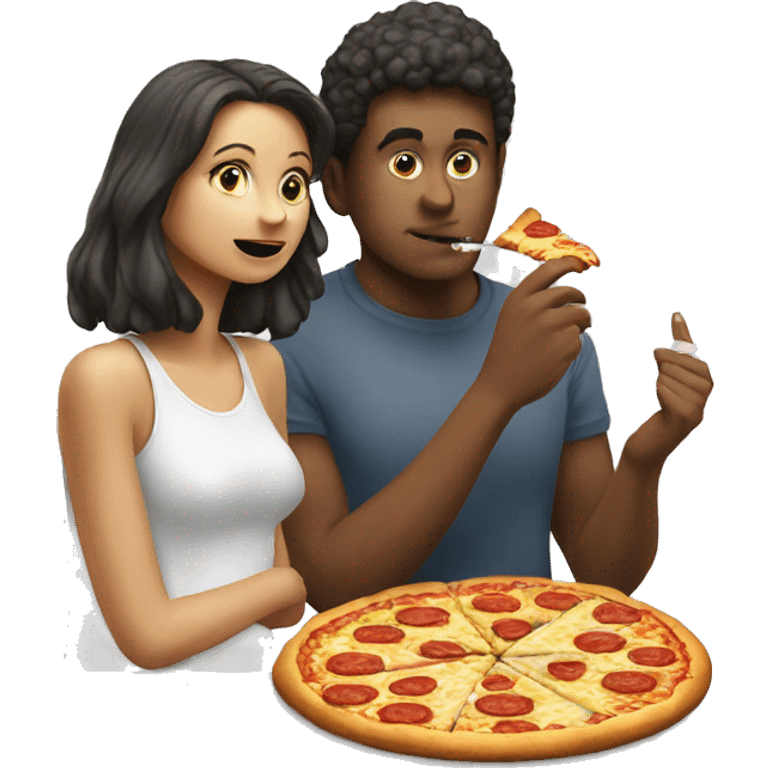 Guy and a girl smoking and eating pizza  emoji