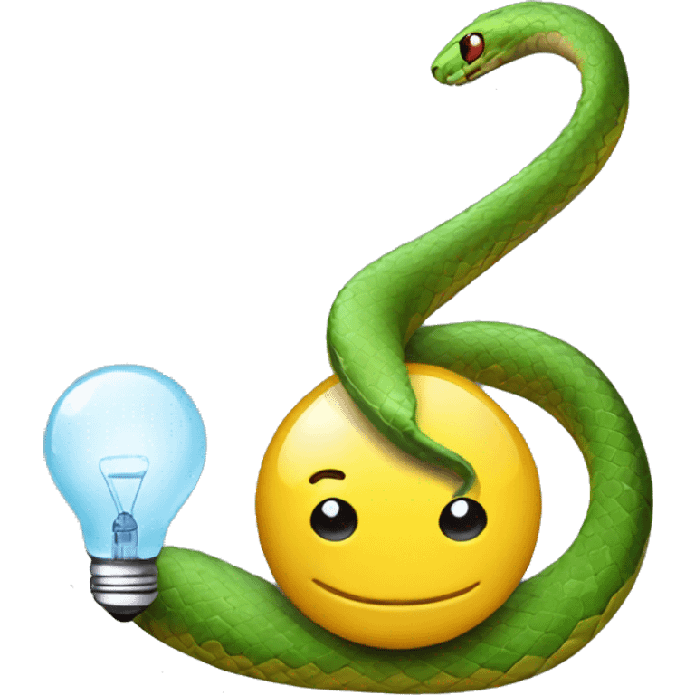 A snake with a lightbulb instead of a head, and a battery connected to his tail emoji