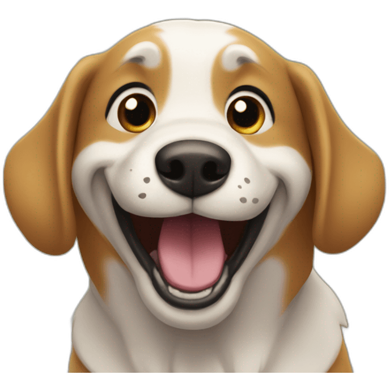 dog is laughing in a house emoji