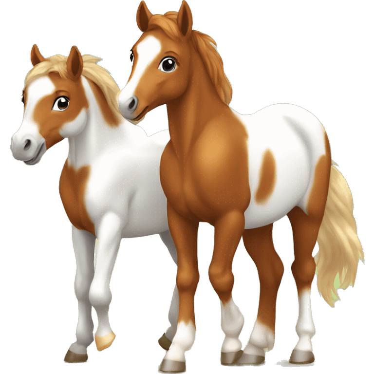 Chestnut horse with white, cheeky playful horse, young horse foal filly horse yearling playful trotting emoji