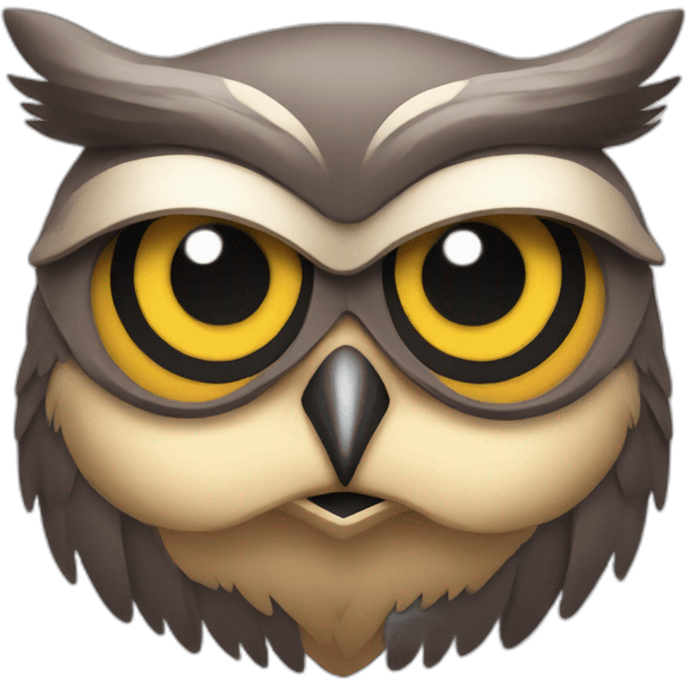 an owl with muscles smiling emoji