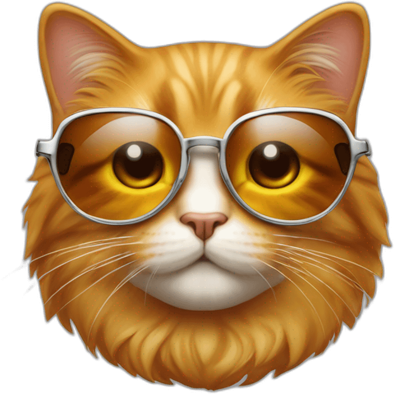 Un chat riche roux qui tient de l'argent avec des lunettes de soleil emoji