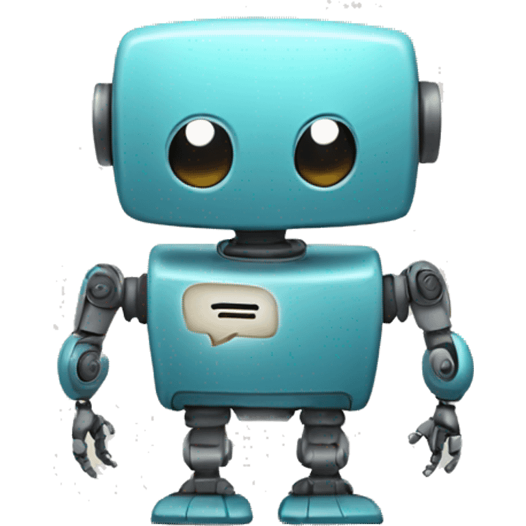 robot with chat speech bubble emoji