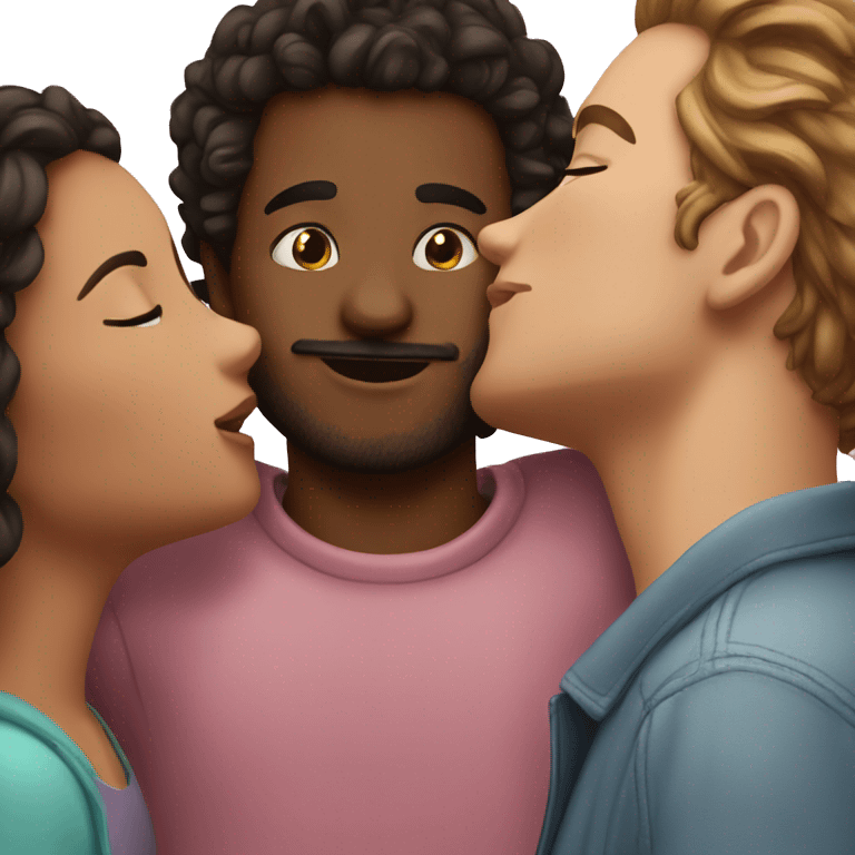 2 girls kissing a guy emoji emoji