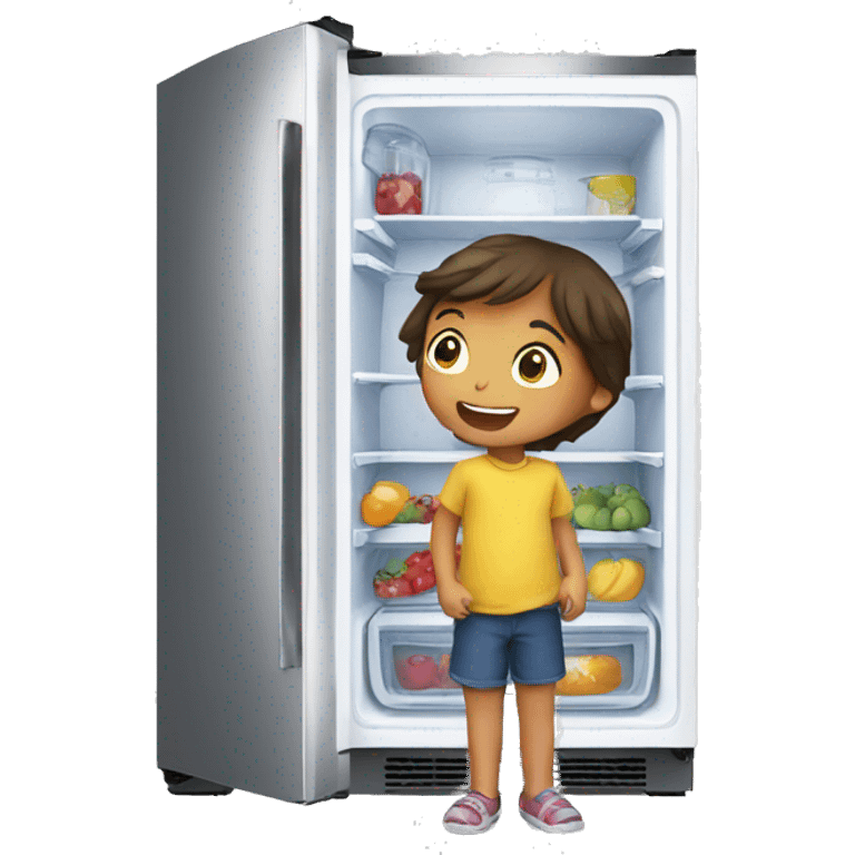 Children open a fridge  emoji