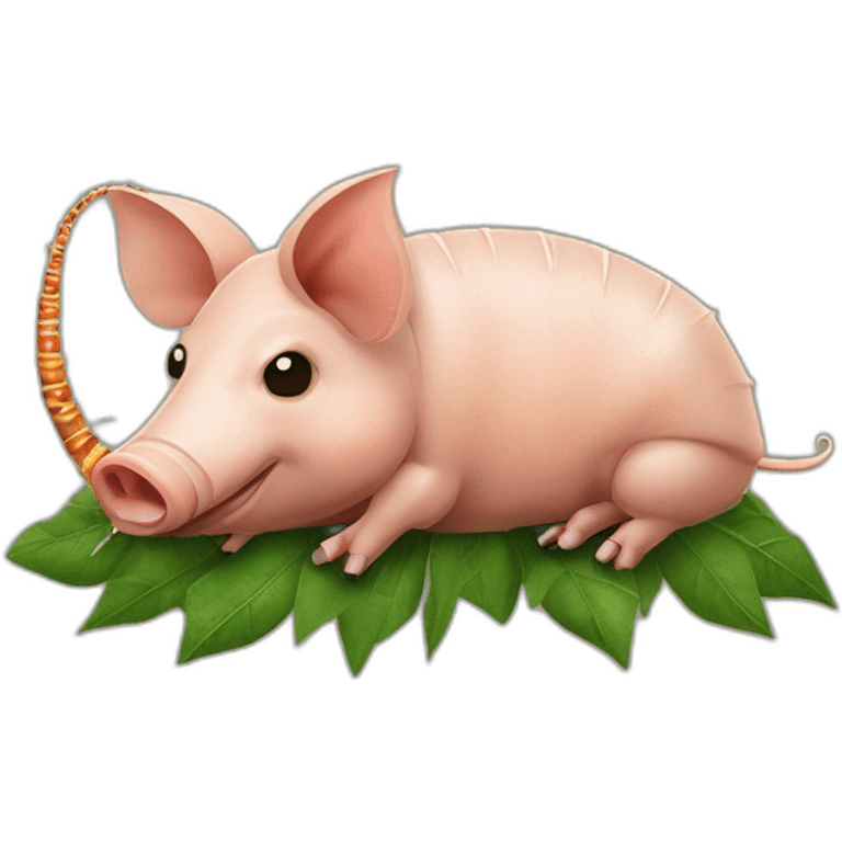 pig armadillo cow centipede insect smoking, with 420 leaves. on its back emoji