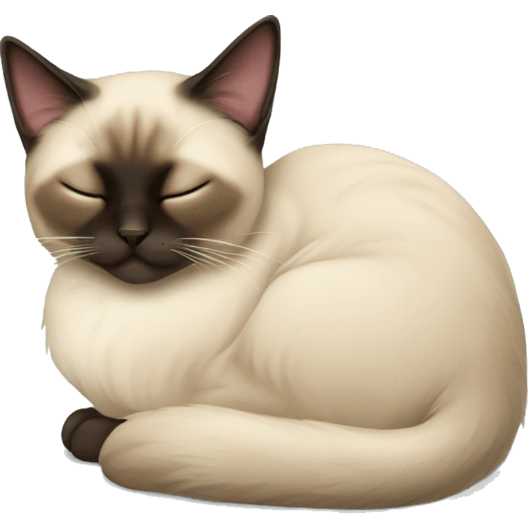 fluffy siamese cat curled up sleeping emoji