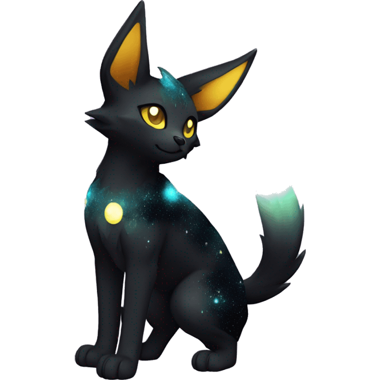 Shiny Sparkly Nebula Umbreon-Litten full body emoji