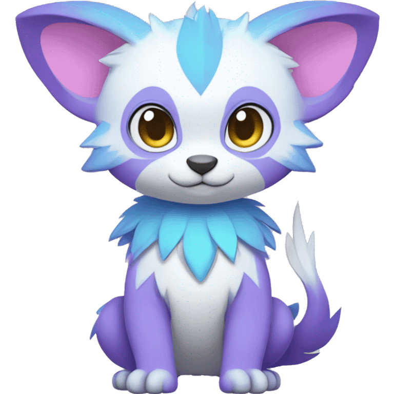 Cute cool white blue purple pink animal hybrid Fakemon full body emoji