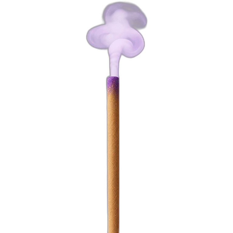 incense stick with a smoke trail, showing a gentle smolder and a soft purple glow to denote its calming scent emoji