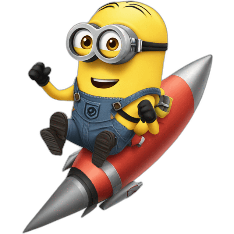 crazy minion riding on a rocket emoji