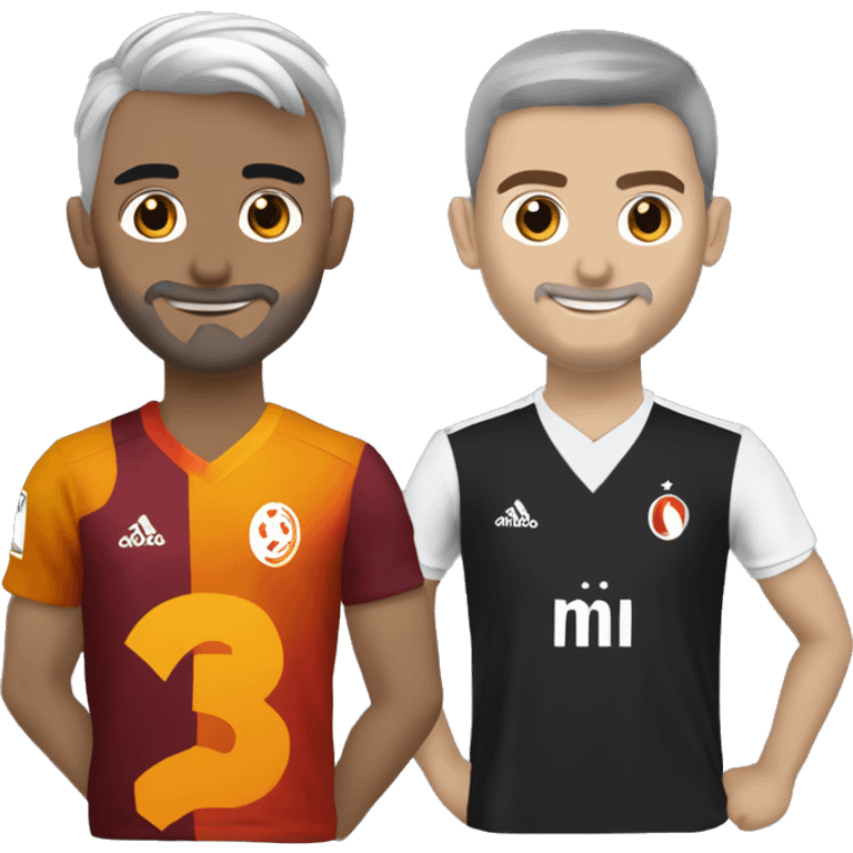 beşiktaş forması giymiş bir kız ve galatasaray forması giymiş bir erkek el ele yürüyorlar emoji