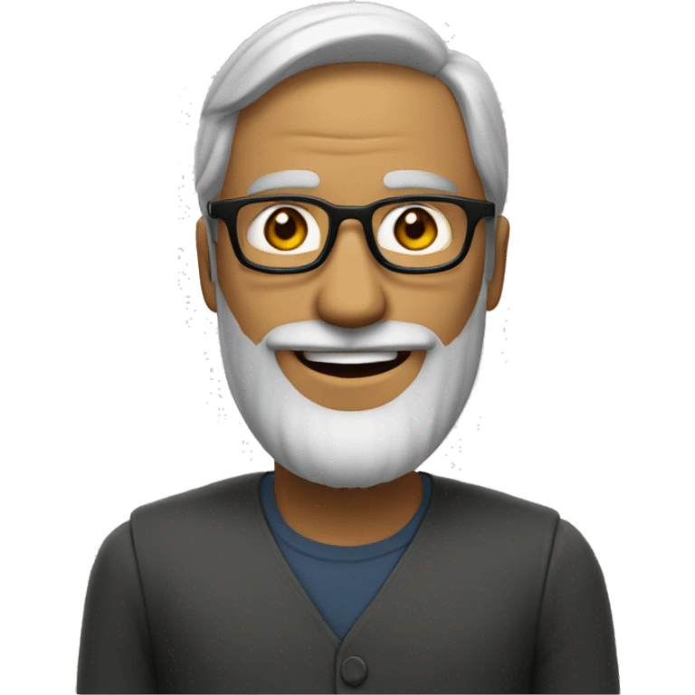 The man in the papakha and with a beard is smiling. He is wearing glasses. emoji